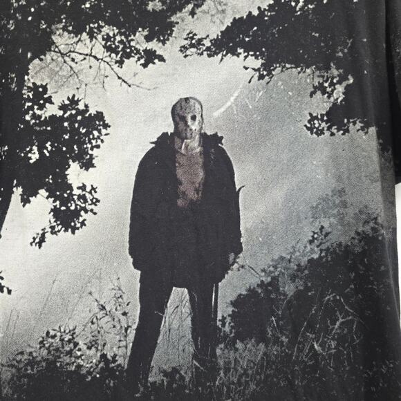 Friday The 13th Men's Retro Jason Forest Graphic T-Shirt Black Size Medium - Picture 3 of 9